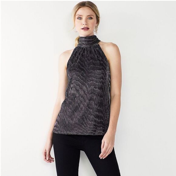 Nine West Gunmetal Metallic Party Tank - Picture 1 of 2